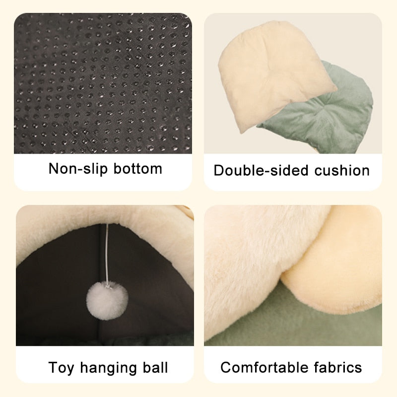 Sweet Cat Bed Warm Pet Basket Cozy Kitten Lounger Cushion Cat House Tent Very Soft - Xvogue