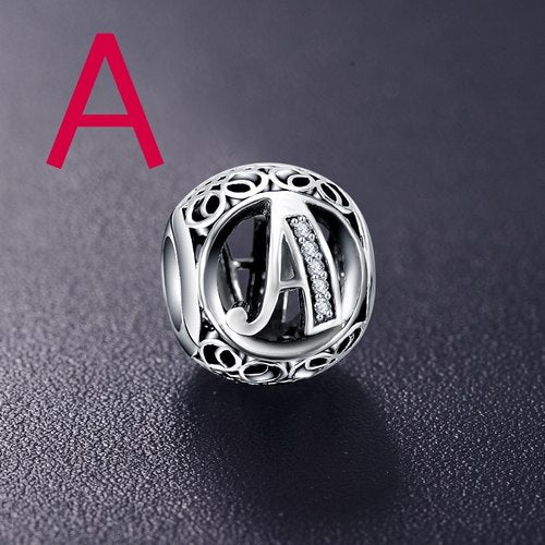 Sterling Silver Vintage Clear Letter Bead Charms | Fit Pandora Women Charm Bracelets Silver Jewelry - Xvogue
