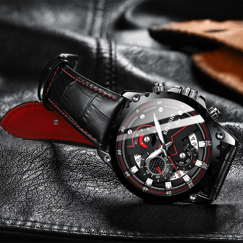 Fashion New Mens Watch | BELUSHI Luxury Chronograph Full Steel Waterproof Quartz Watch - Xvogue