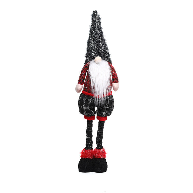 New Christmas decorations retractable faceless doll red and gray pointed hat standing doll - Xvogue