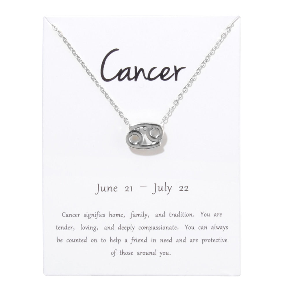 Birthday Gifts 12 Constellation Zodiac Pendant Necklace With White Card - Xvogue