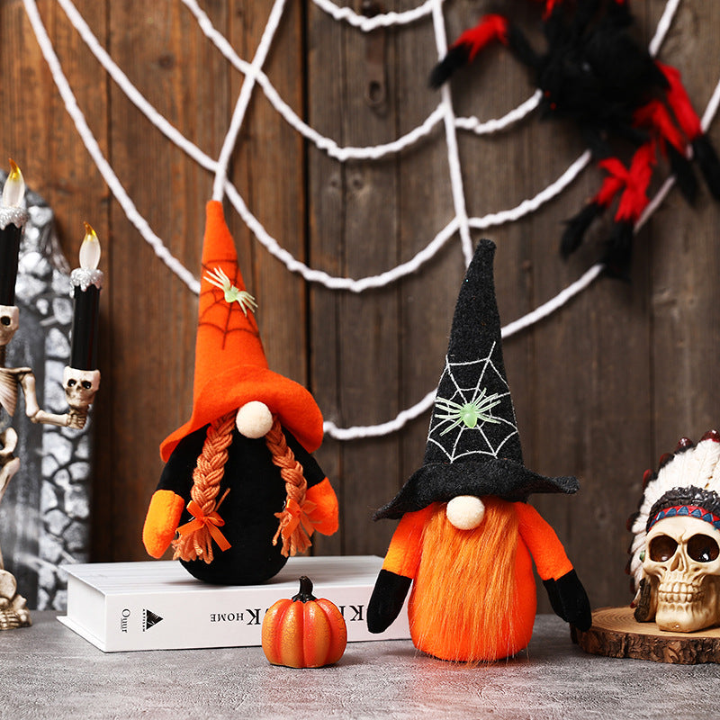 New Halloween decorations green spider Rudolph dwarf doll ghost festival faceless doll decoration - Xvogue