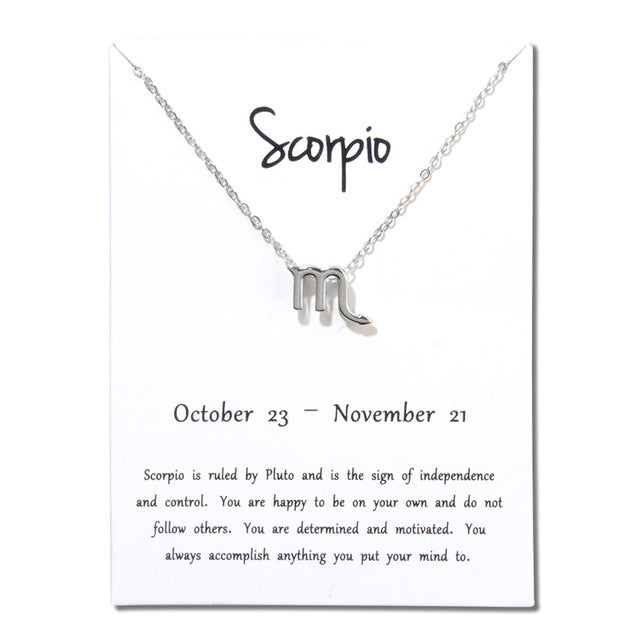 Birthday Gifts 12 Constellation Zodiac Pendant Necklace With White Card - Xvogue