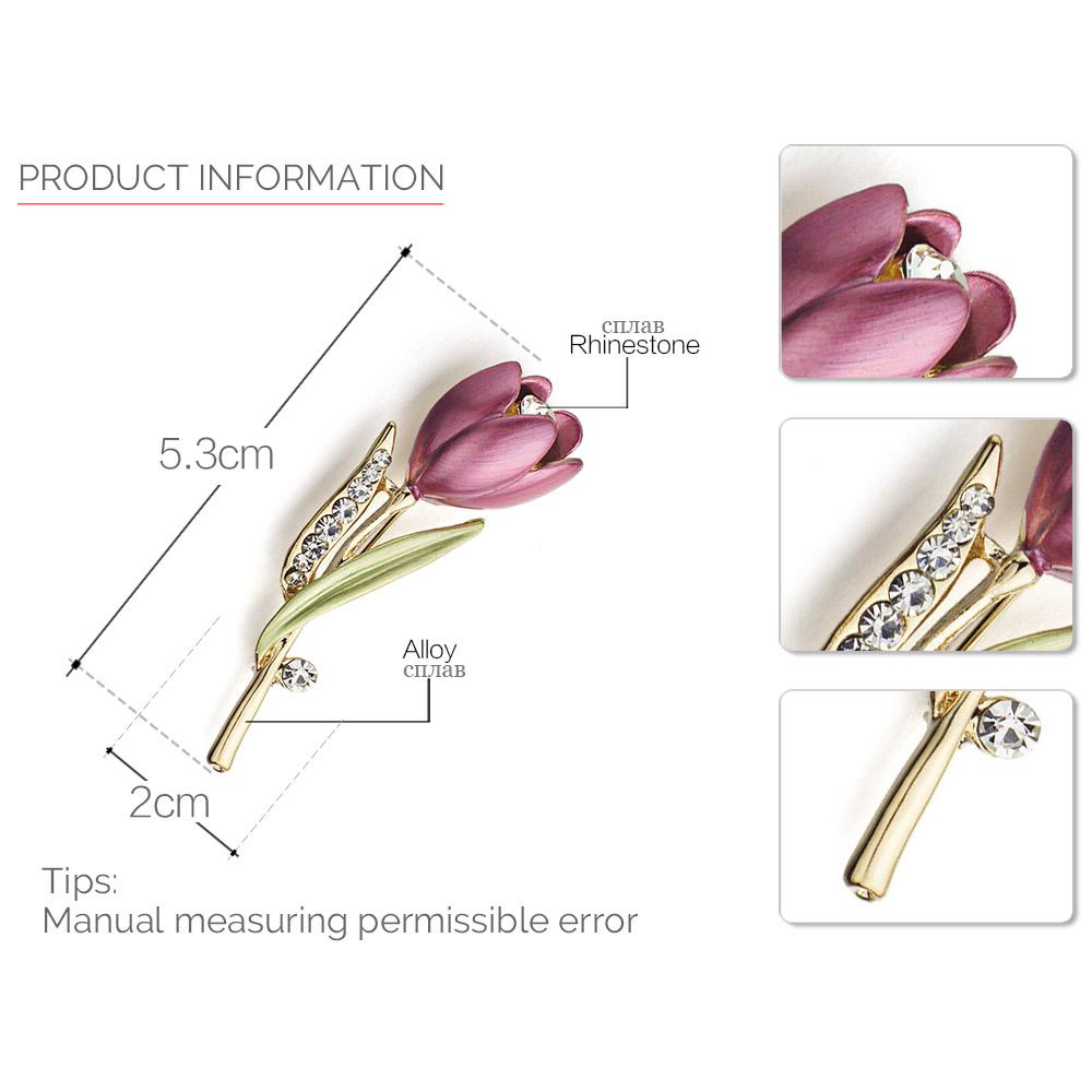 Tulip Flower Brooch Pin Crystal Costume Jewelry - Xvogue