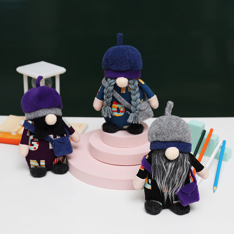 New school season dwarf Rudolph back school bag faceless dwarf doll college kindergarten decorations - Xvogue