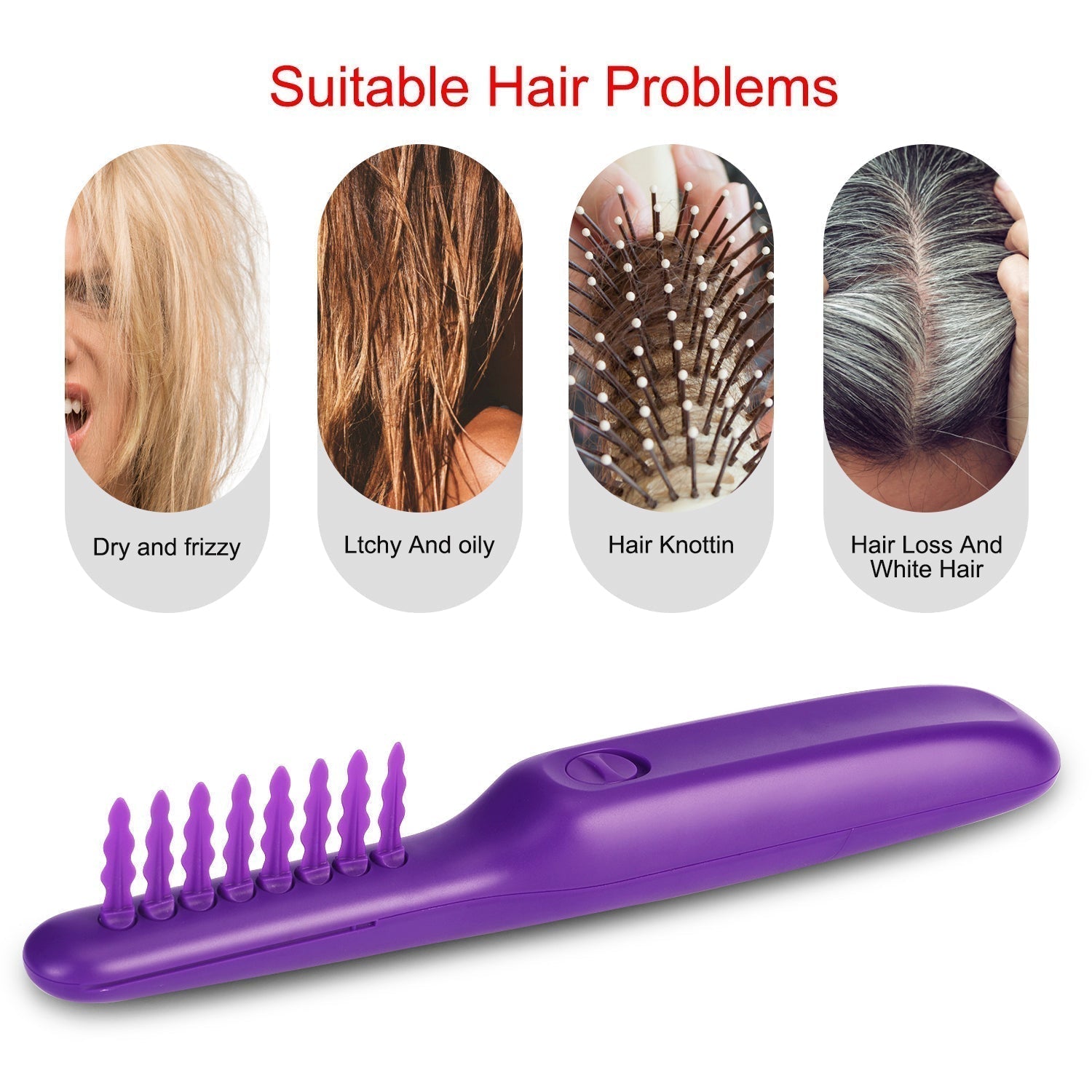 Portable Electric Detangling Wet or Dry Tame The Mane Electric Detangling Brush with Brush Cover, Adults & Kids - Xvogue