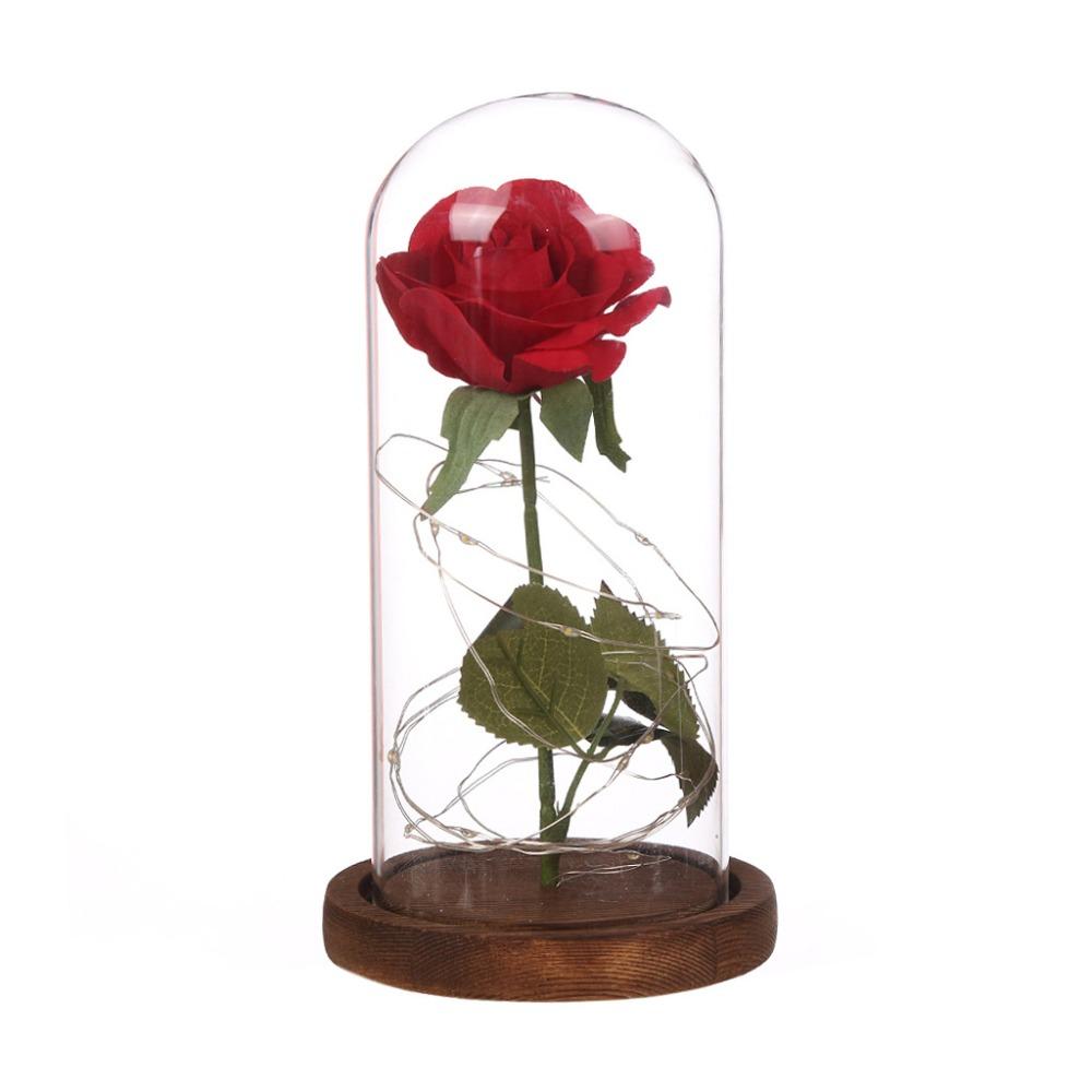 LED Flashing Luminous Artificial Rose in a flask Glass Bottle Glass Cover girl lev toy collect on delivery Kontselyariyae - Xvogue