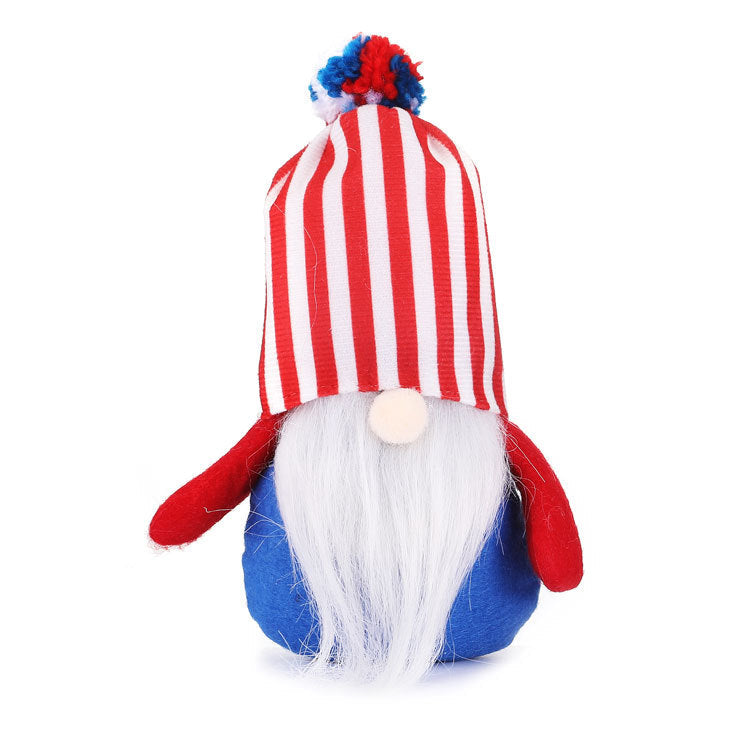 New American National Day Pentagram Rudolph Dwarf Plush Doll Ornament Faceless Old Man Stripes - Xvogue