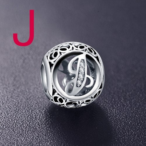 Sterling Silver Vintage Clear Letter Bead Charms | Fit Pandora Women Charm Bracelets Silver Jewelry - Xvogue