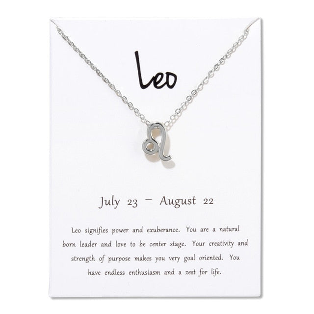 Birthday Gifts 12 Constellation Zodiac Pendant Necklace With White Card - Xvogue