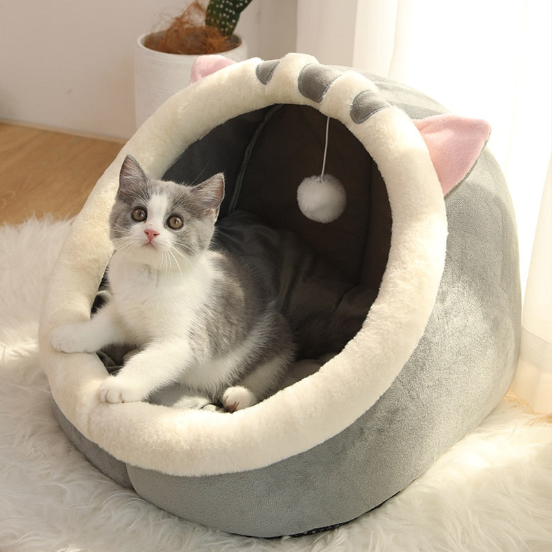Sweet Cat Bed Warm Pet Basket Cozy Kitten Lounger Cushion Cat House Tent Very Soft - Xvogue