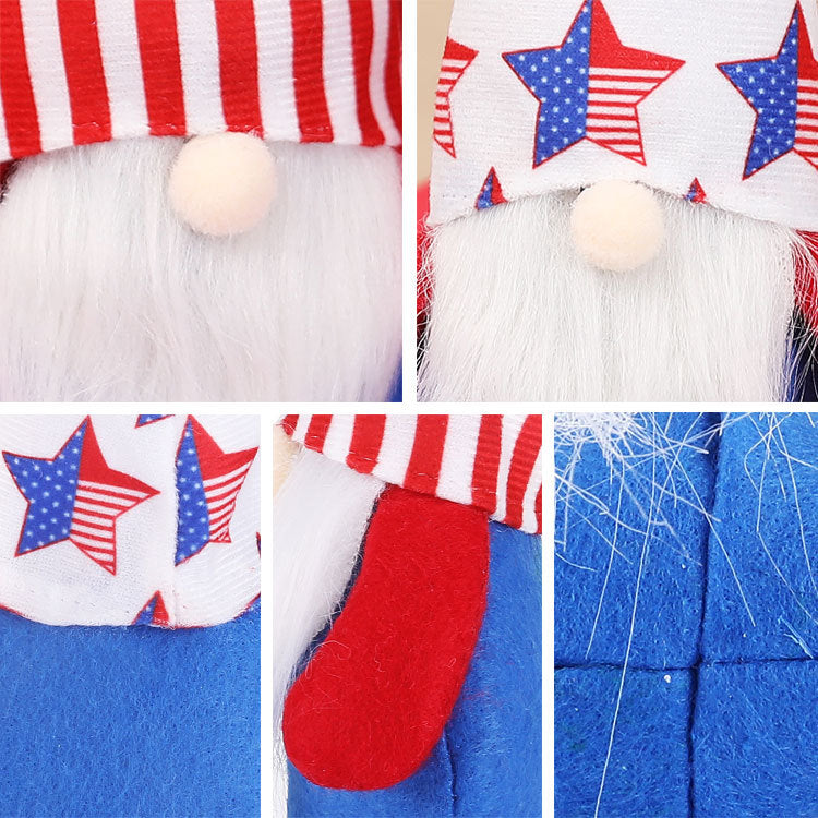 New American National Day Pentagram Rudolph Dwarf Plush Doll Ornament Faceless Old Man Stripes - Xvogue