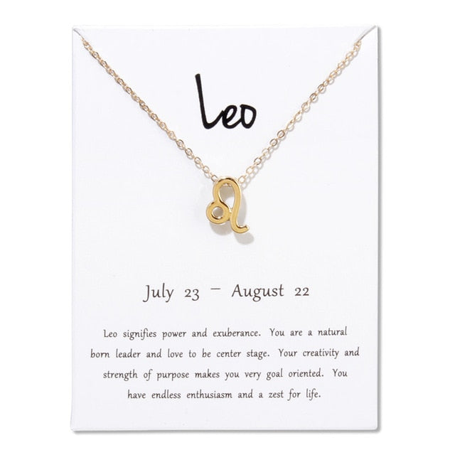 Birthday Gifts 12 Constellation Zodiac Pendant Necklace With White Card - Xvogue
