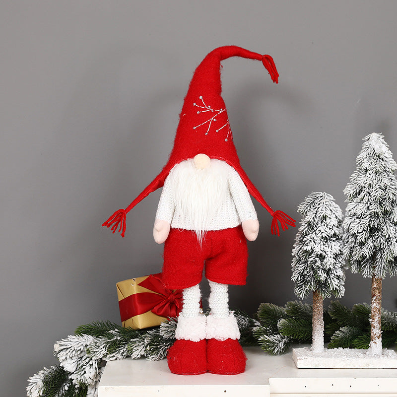 New Christmas decorations telescopic faceless doll pointed hat standing doll - Xvogue