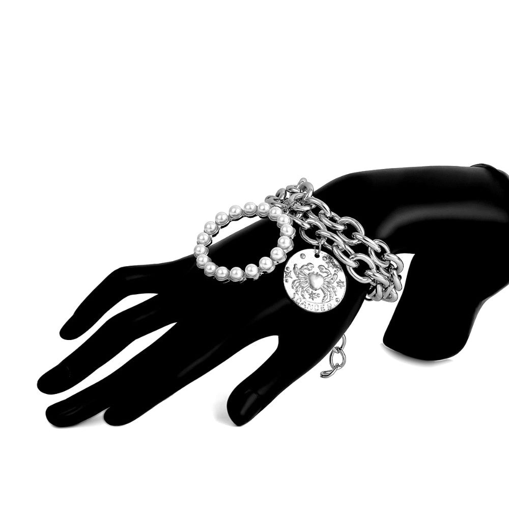 Exaggerated Charm Pearl Crab Pendant Bracelet | Cuff Bracelets Bangles Female Gifts - Xvogue