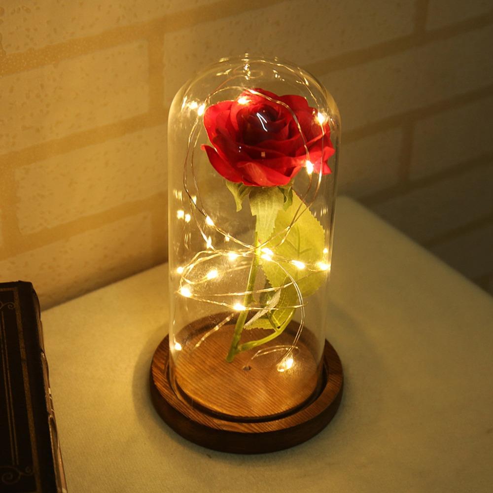 LED Flashing Luminous Artificial Rose in a flask Glass Bottle Glass Cover girl lev toy collect on delivery Kontselyariyae - Xvogue