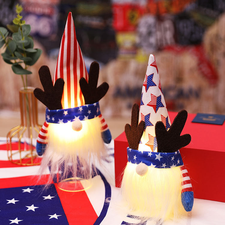 American Independence Day National Day Lighting Faceless Old Man Plush Dwarf Cross-border Rudolph Decorations Children's Gifts - Xvogue