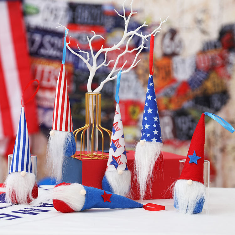 New American Independence Day Rudolph faceless pointed hat doll small pendant National Day decorations children's gift - Xvogue