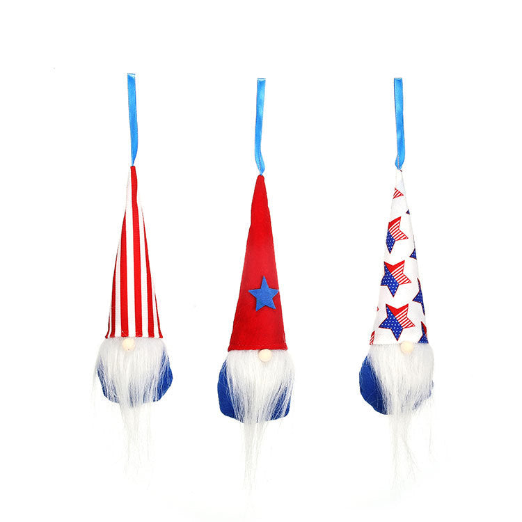 New American Independence Day Rudolph faceless pointed hat doll small pendant National Day decorations children's gift - Xvogue