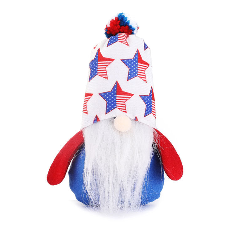 New American National Day Pentagram Rudolph Dwarf Plush Doll Ornament Faceless Old Man Stripes - Xvogue