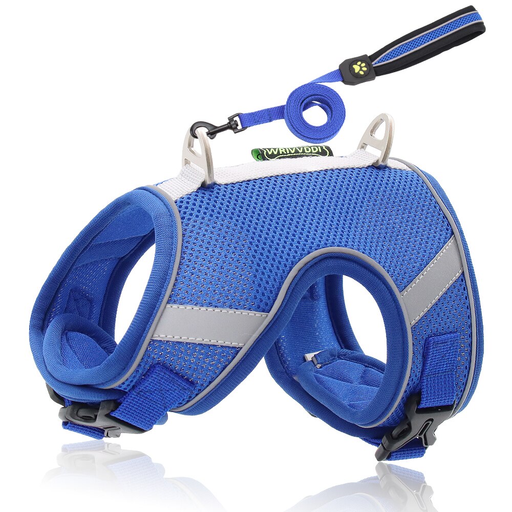 Dog Harness Vest With Lead Leash Small Medium Dogs Cats Reflective Breathable Mesh Pet - Xvogue