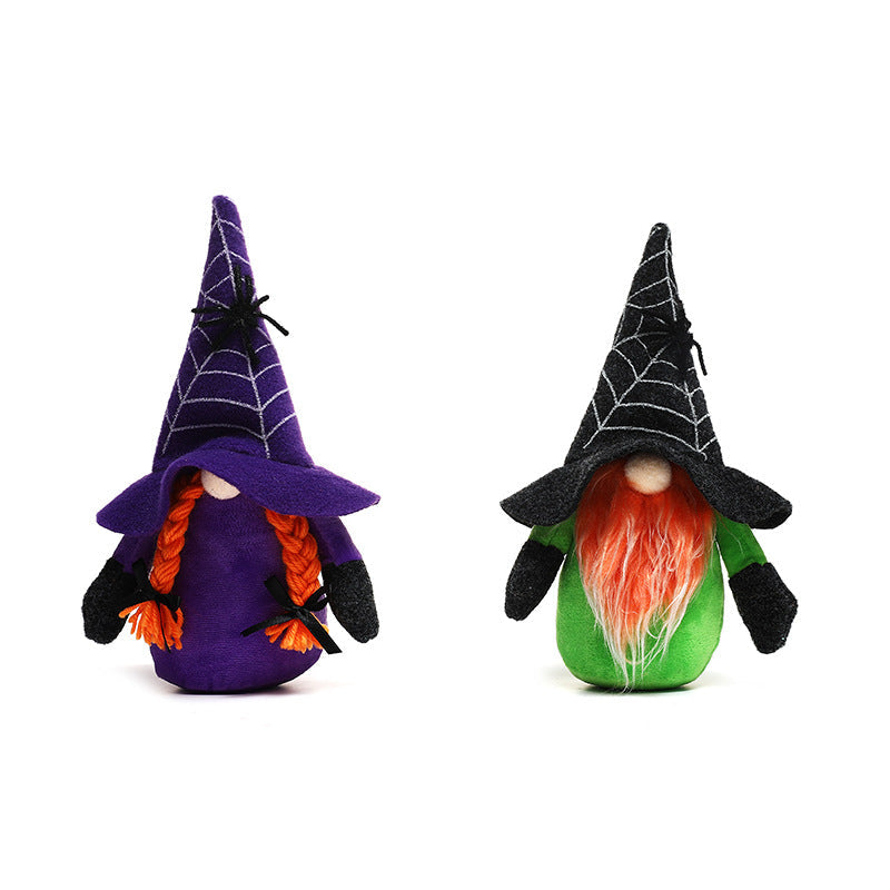 New Halloween decorations spider web hat Rudolph dwarf doll ghost festival faceless doll decoration - Xvogue