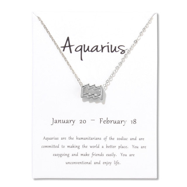 Birthday Gifts 12 Constellation Zodiac Pendant Necklace With White Card - Xvogue