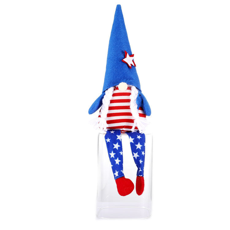 American Independence Day pointed hat long legged faceless elderly plush dwarf doll Rudolph doll children's gift - Xvogue