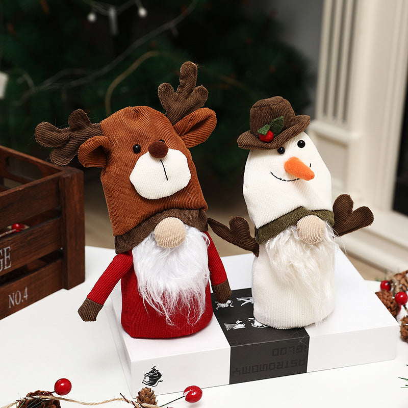 New Christmas decorations double-headed Rudolph doll snowman dress up - Xvogue