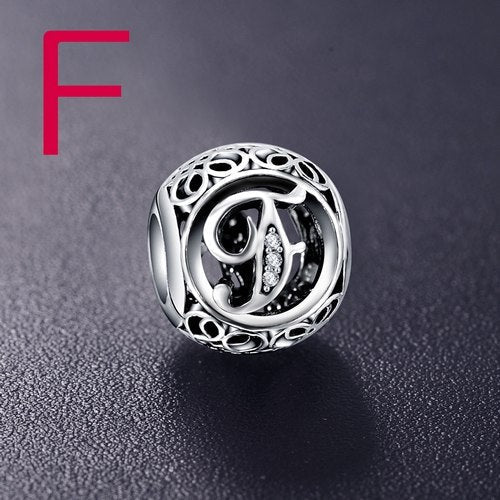 Sterling Silver Vintage Clear Letter Bead Charms | Fit Pandora Women Charm Bracelets Silver Jewelry - Xvogue