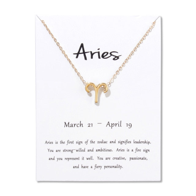 Birthday Gifts 12 Constellation Zodiac Pendant Necklace With White Card - Xvogue