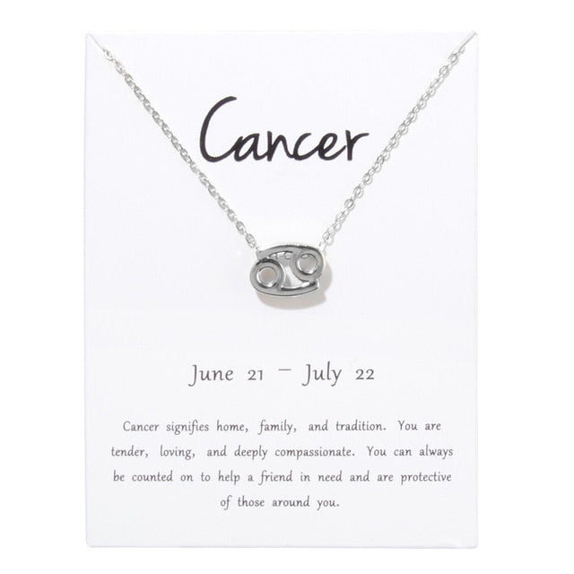 Birthday Gifts 12 Constellation Zodiac Pendant Necklace With White Card - Xvogue