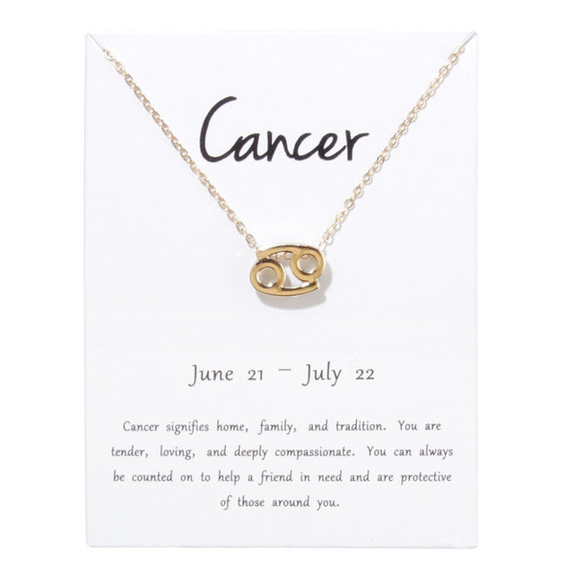 Birthday Gifts 12 Constellation Zodiac Pendant Necklace With White Card - Xvogue