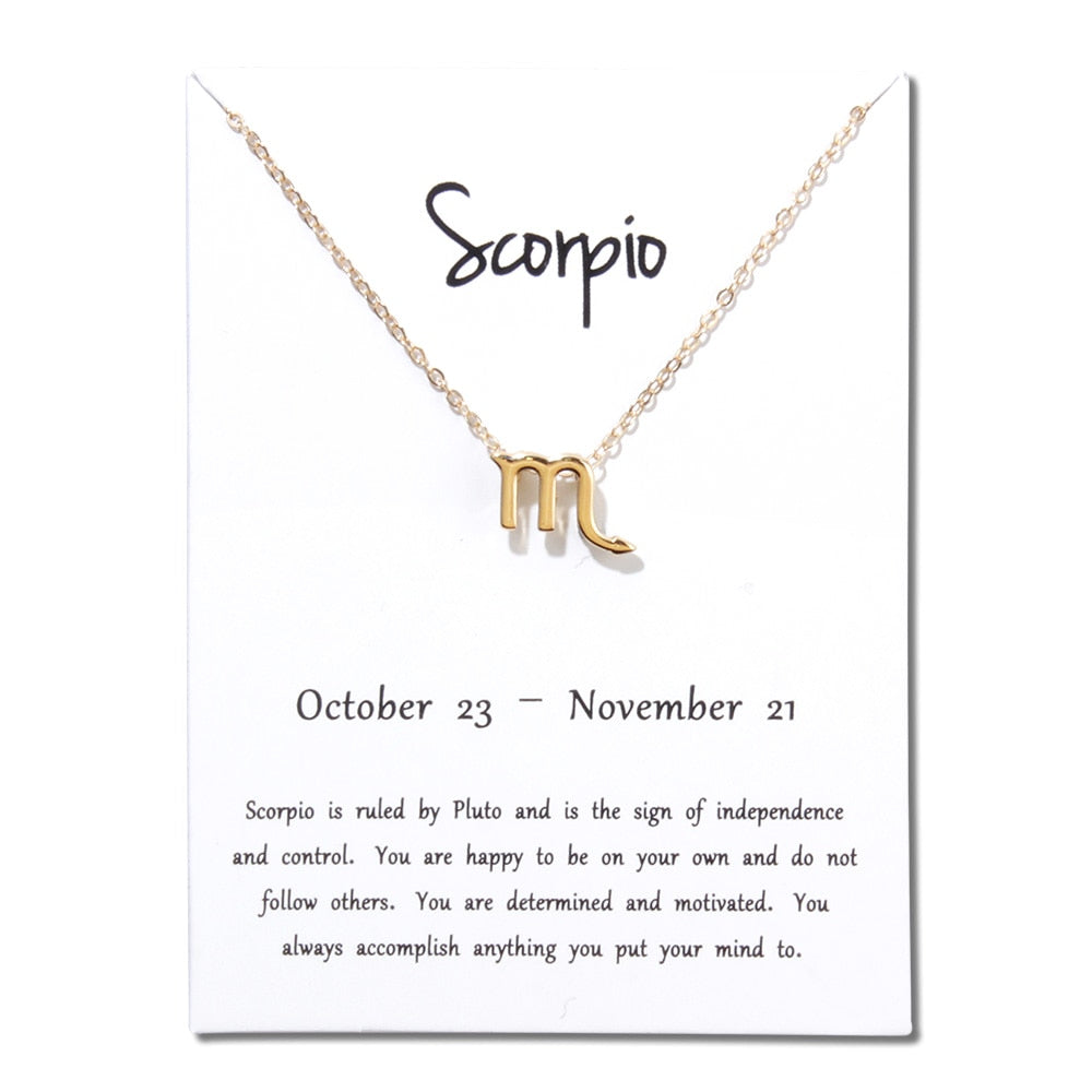 Birthday Gifts 12 Constellation Zodiac Pendant Necklace With White Card - Xvogue
