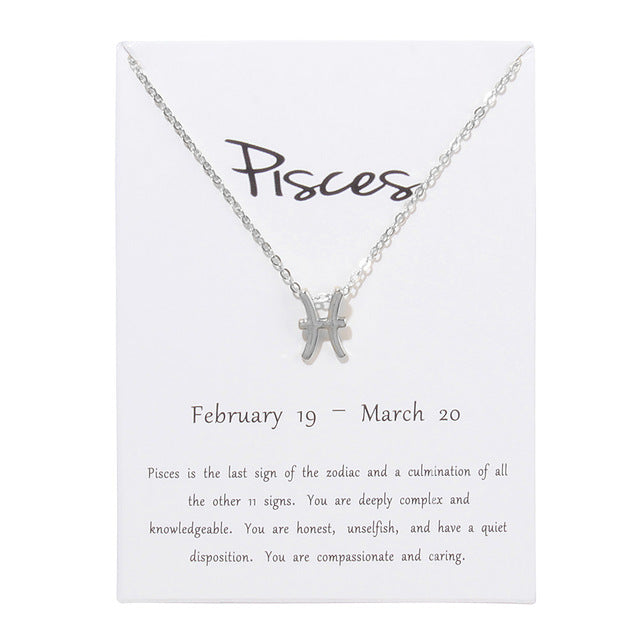 Birthday Gifts 12 Constellation Zodiac Pendant Necklace With White Card - Xvogue