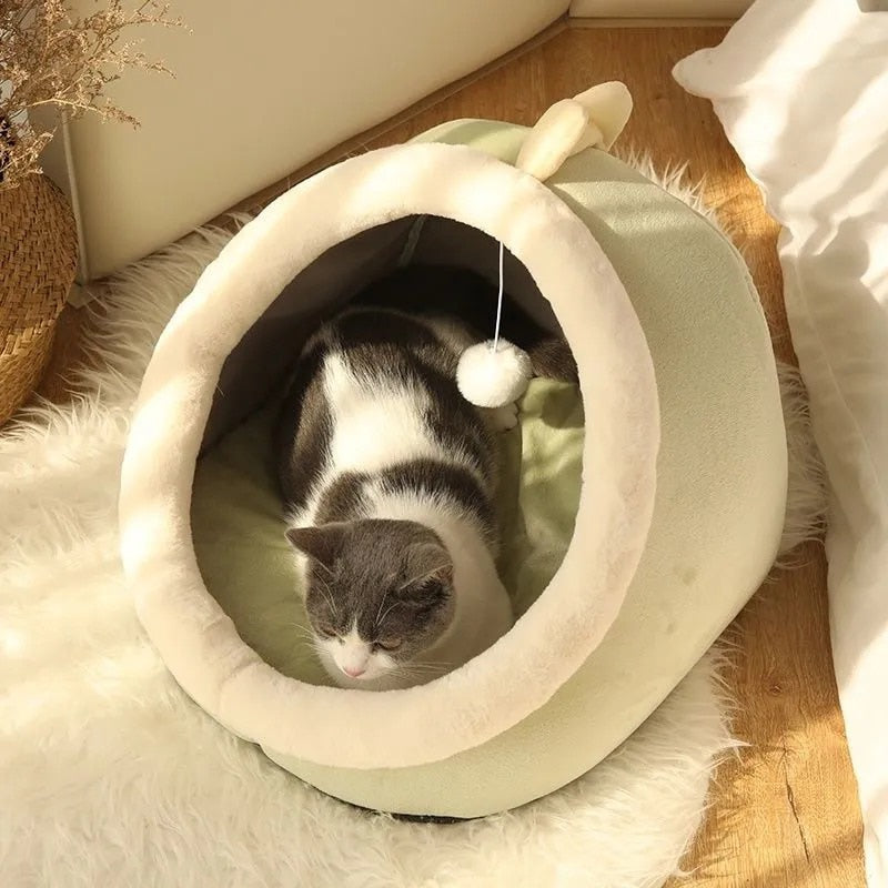 Sweet Cat Bed Warm Pet Basket Cozy Kitten Lounger Cushion Cat House Tent Very Soft - Xvogue