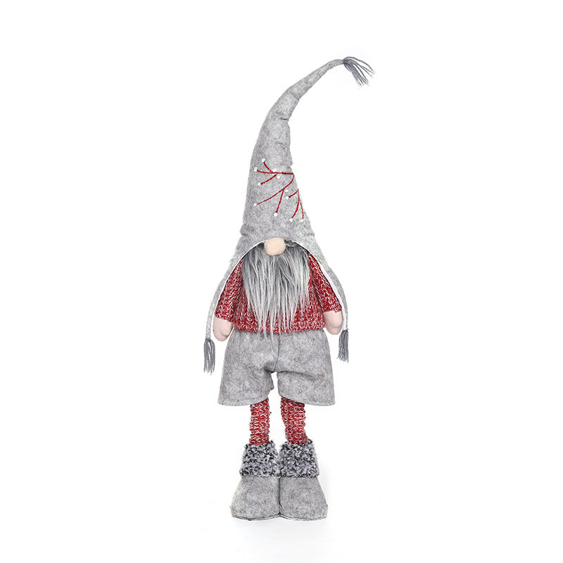 New Christmas decorations telescopic faceless doll pointed hat standing doll - Xvogue
