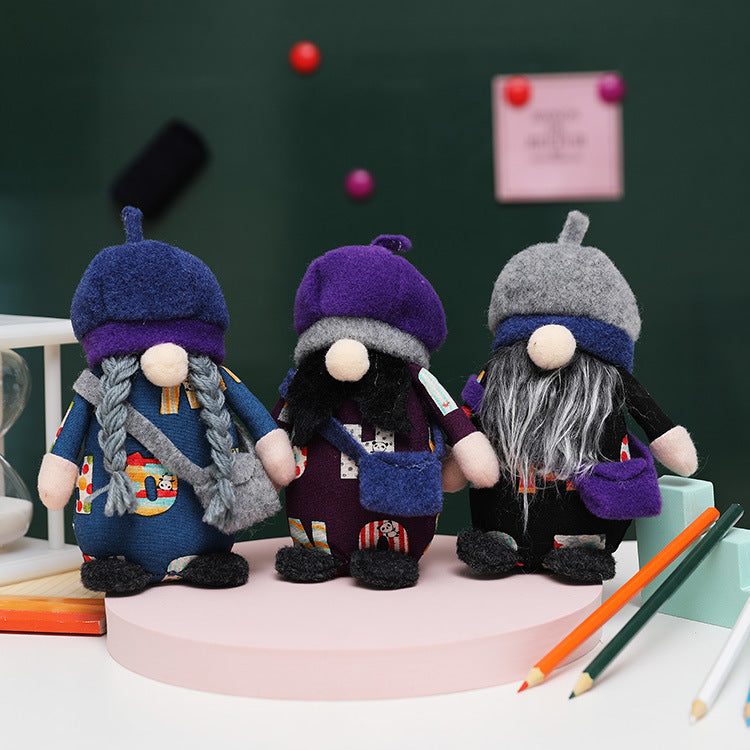 New school season dwarf Rudolph back school bag faceless dwarf doll college kindergarten decorations - Xvogue