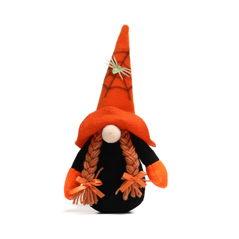 New Halloween decorations green spider Rudolph dwarf doll ghost festival faceless doll decoration - Xvogue