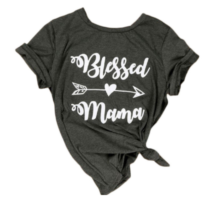 Blessed Mama | Women T-Shirt | O-Neck Short Sleeve Top - Xvogue