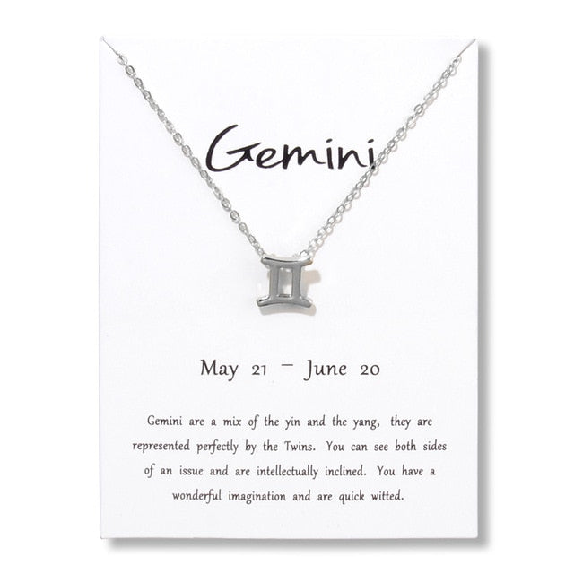 Birthday Gifts 12 Constellation Zodiac Pendant Necklace With White Card - Xvogue