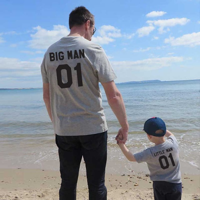Family matching Look outfits father and son big / little man Dad / baby summer T-shirt - Xvogue