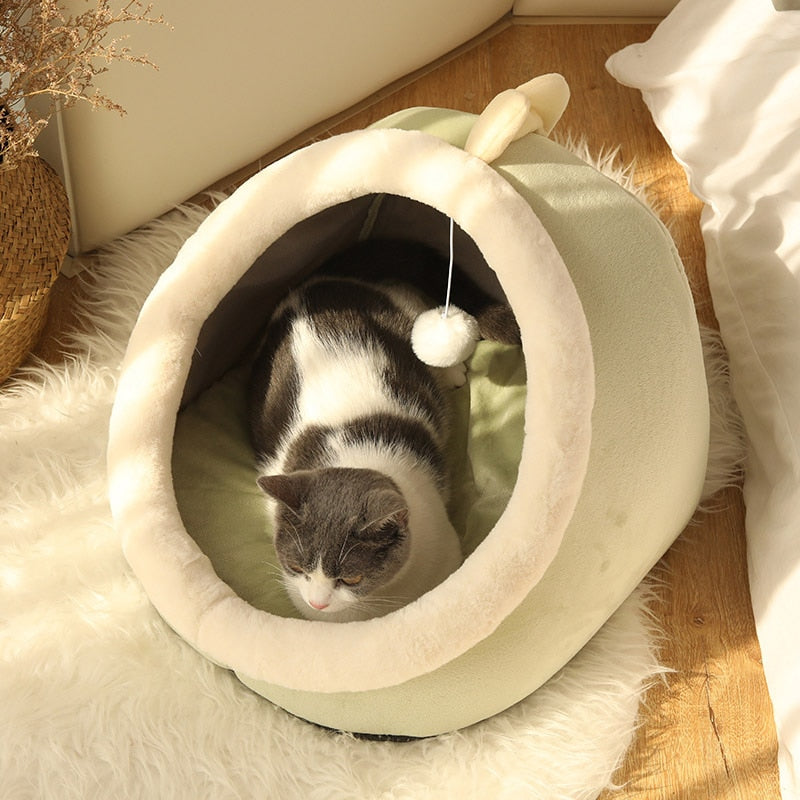 Sweet Cat Bed Warm Pet Basket Cozy Kitten Lounger Cushion Cat House Tent Very Soft - Xvogue