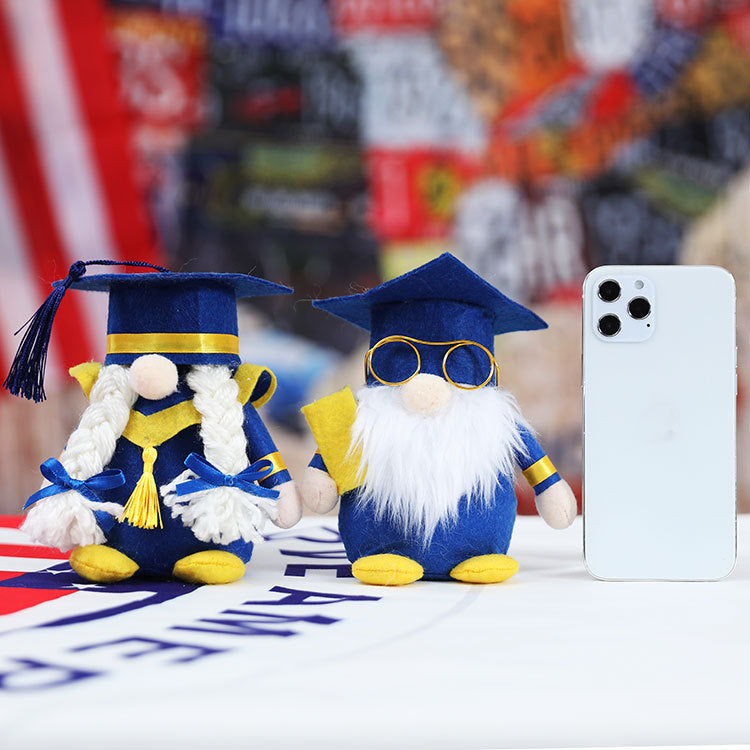Graduation season blue dwarf faceless doll gift opening doctor hat Rudolph doll decoration toys - Xvogue