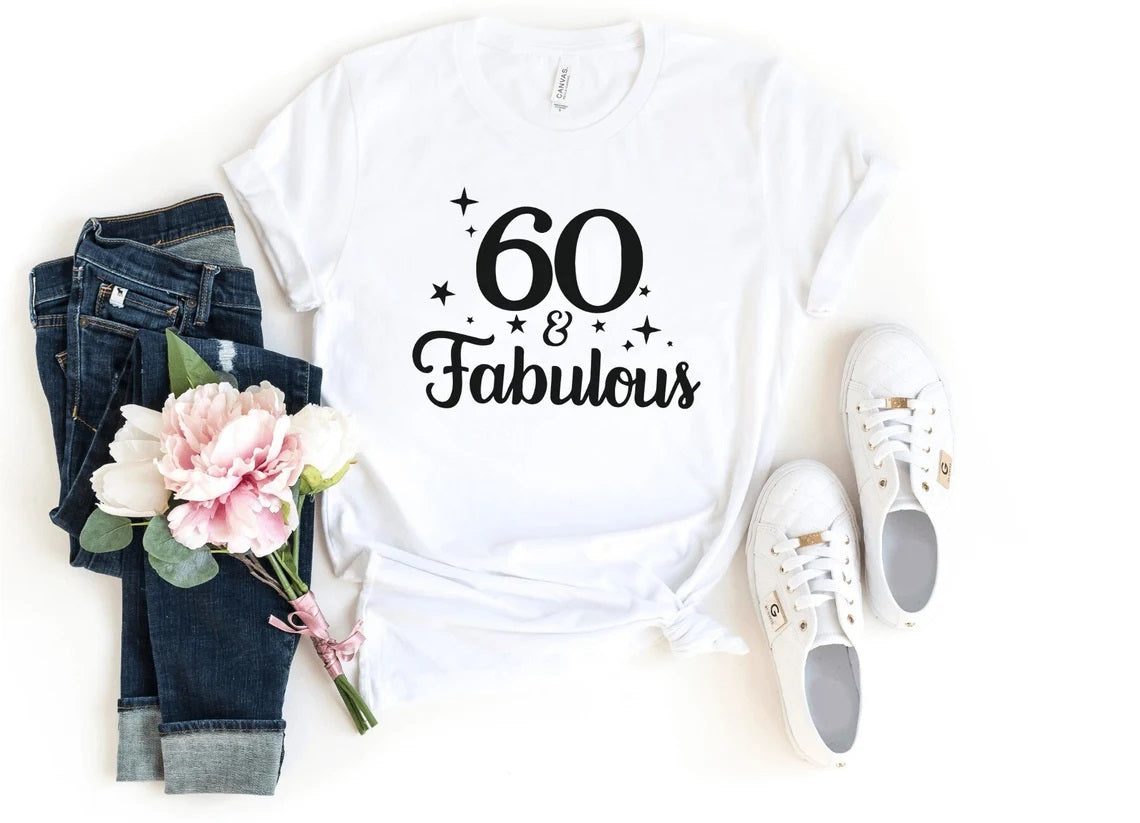 60 & Fabulous Birthday Shirt | 60th Birthday Party T-Shirt | Sixty Birthday Fun T-shirt - Xvogue