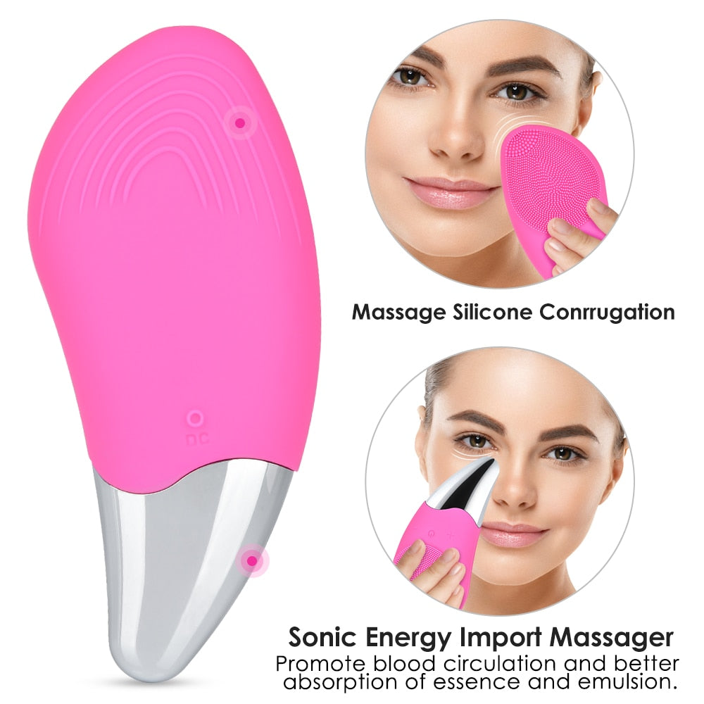 Facial Cleansing Brush Rechargeable Waterproof Silicone Face Brush Deep Cleaning Blackhead Remover Anti Aging - Xvogue