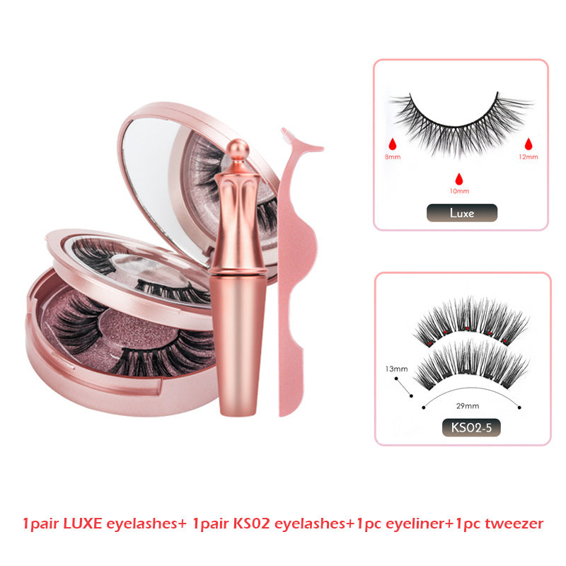 Double Layer Magnetic False Eyelashes & Magnetic Eyeliner | 5 Magnets Natural Soft Fake Eyelashes Extension 2 Pairs with Tweezers - Xvogue