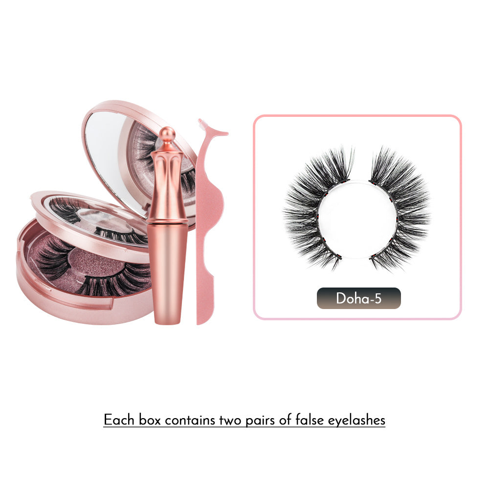 Double Layer Magnetic False Eyelashes & Magnetic Eyeliner | 5 Magnets Natural Soft Fake Eyelashes Extension 2 Pairs with Tweezers - Xvogue