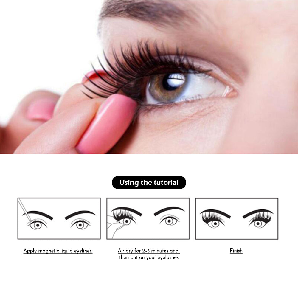 Double Layer Magnetic False Eyelashes & Magnetic Eyeliner | 5 Magnets Natural Soft Fake Eyelashes Extension 2 Pairs with Tweezers - Xvogue