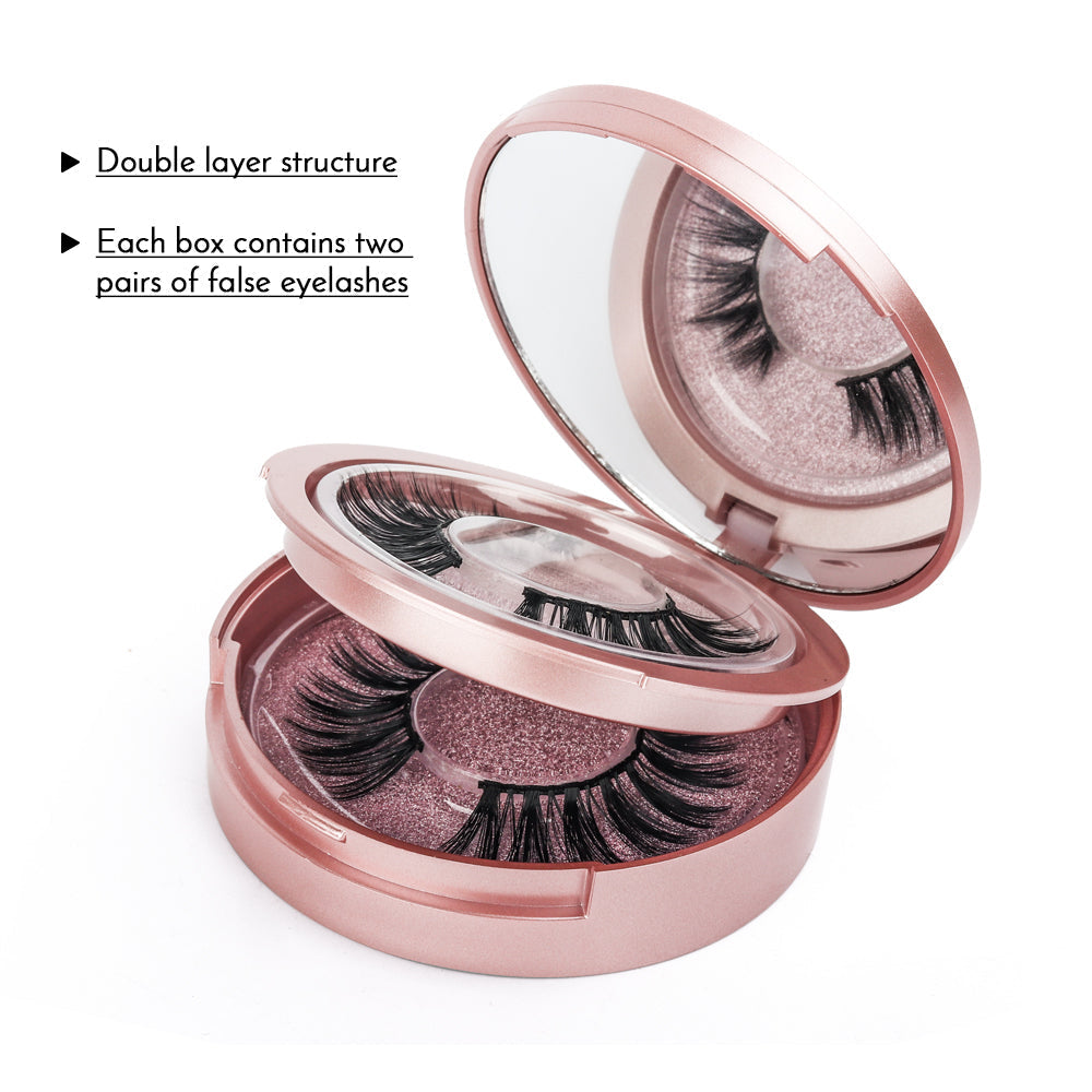 Double Layer Magnetic False Eyelashes & Magnetic Eyeliner | 5 Magnets Natural Soft Fake Eyelashes Extension 2 Pairs with Tweezers - Xvogue